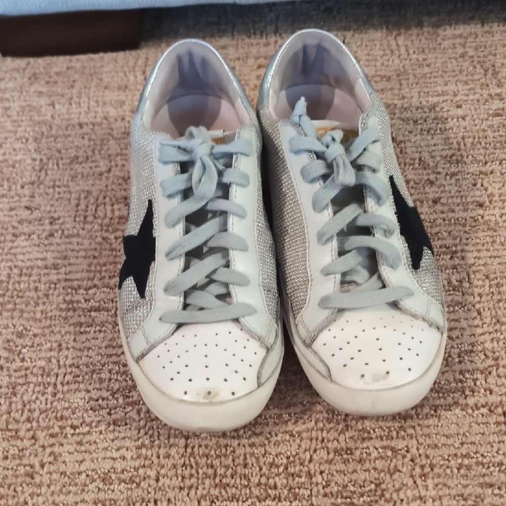 Golden Goose Silver and Black Kids Sneakers